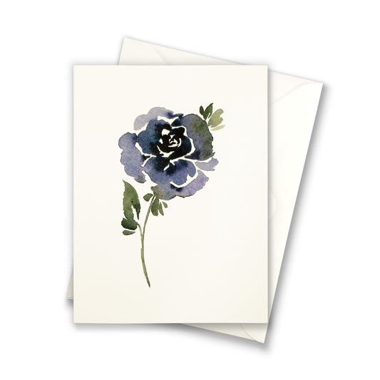 Dark Blue Single Rose Greeting Cards