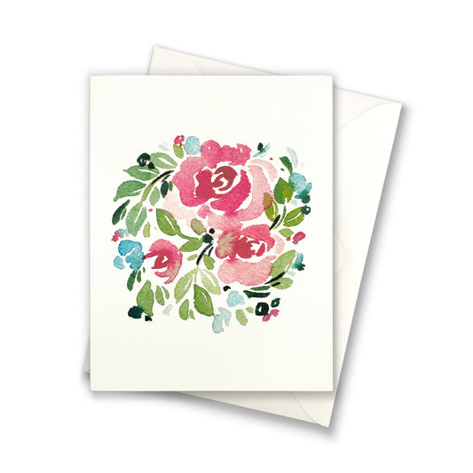 Bright and Pink Vibrant Roses Greeting Card Note Invitation