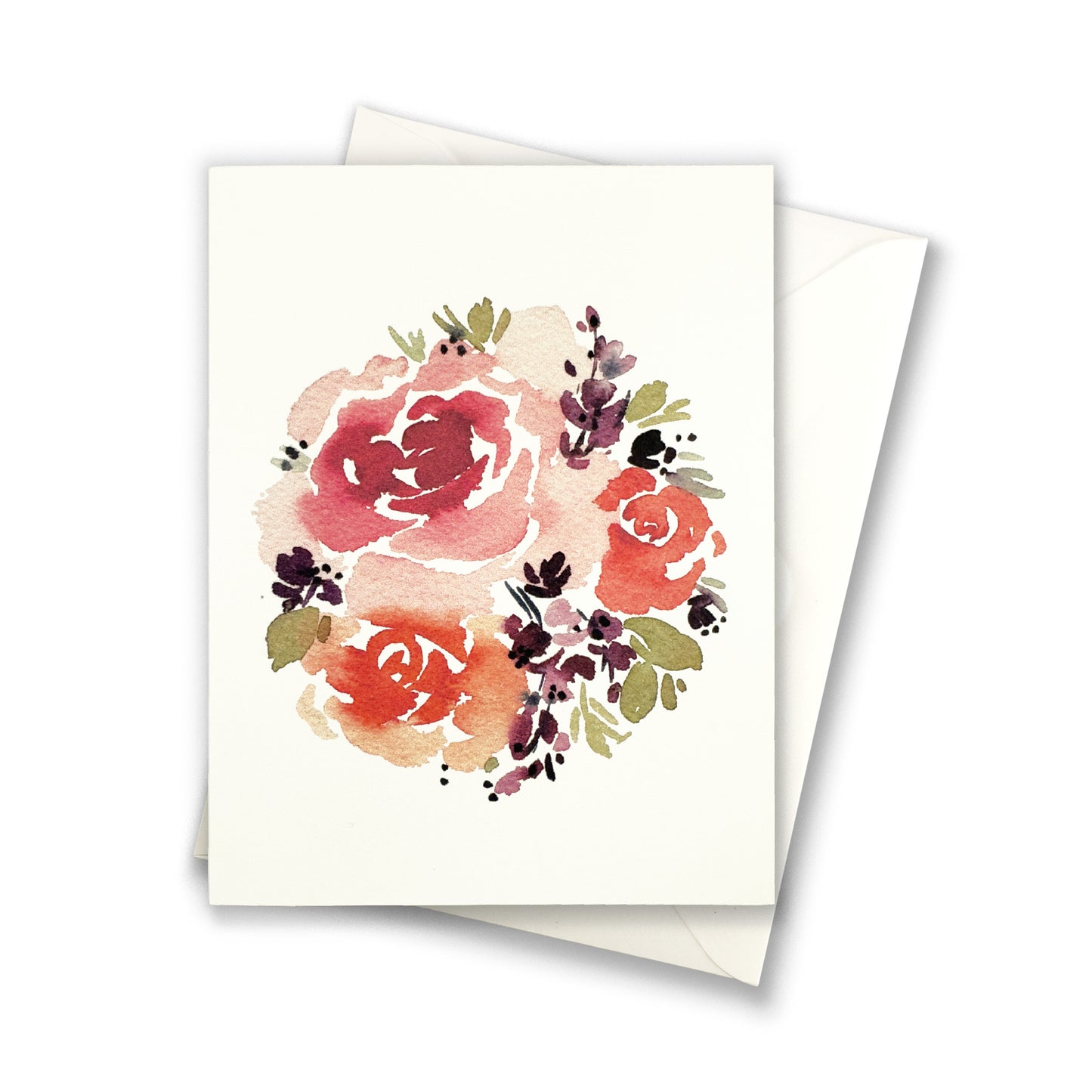 Red, Pink and Orange Roses with Bright Purple Lilacs Greeting Card