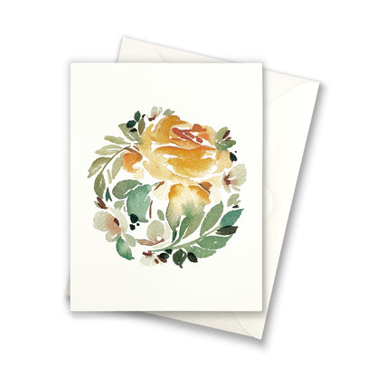 Delicate muted orange rose with white flowers greeting card