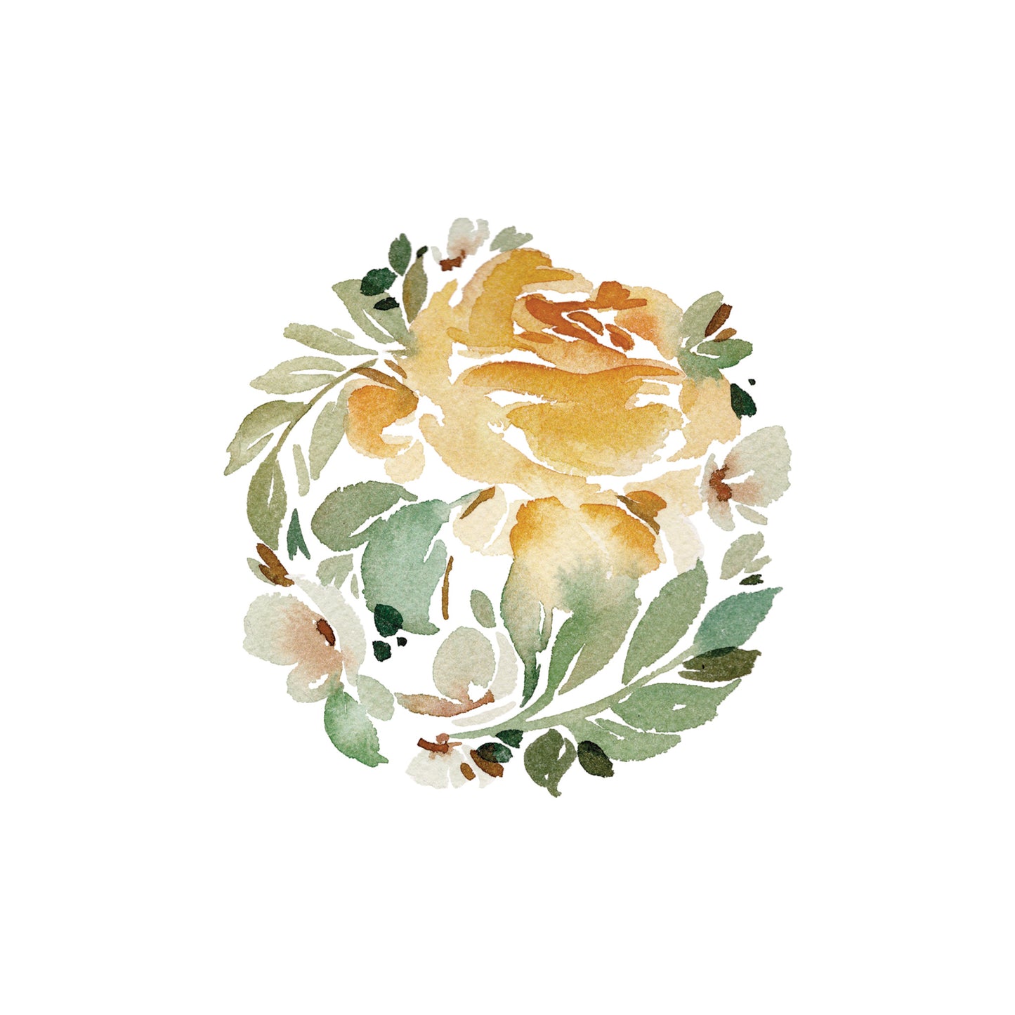 Delicate muted orange rose with white flowers greeting card