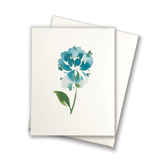 Teal Peony Greeting Card