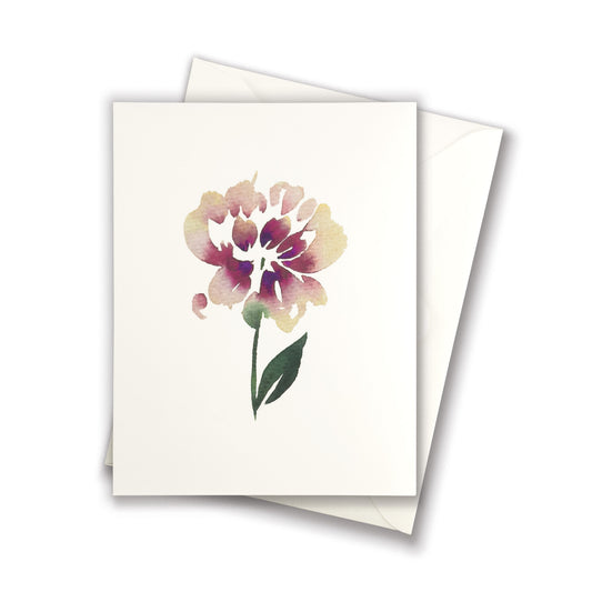 White and Dark Purple Peony Greeting Card